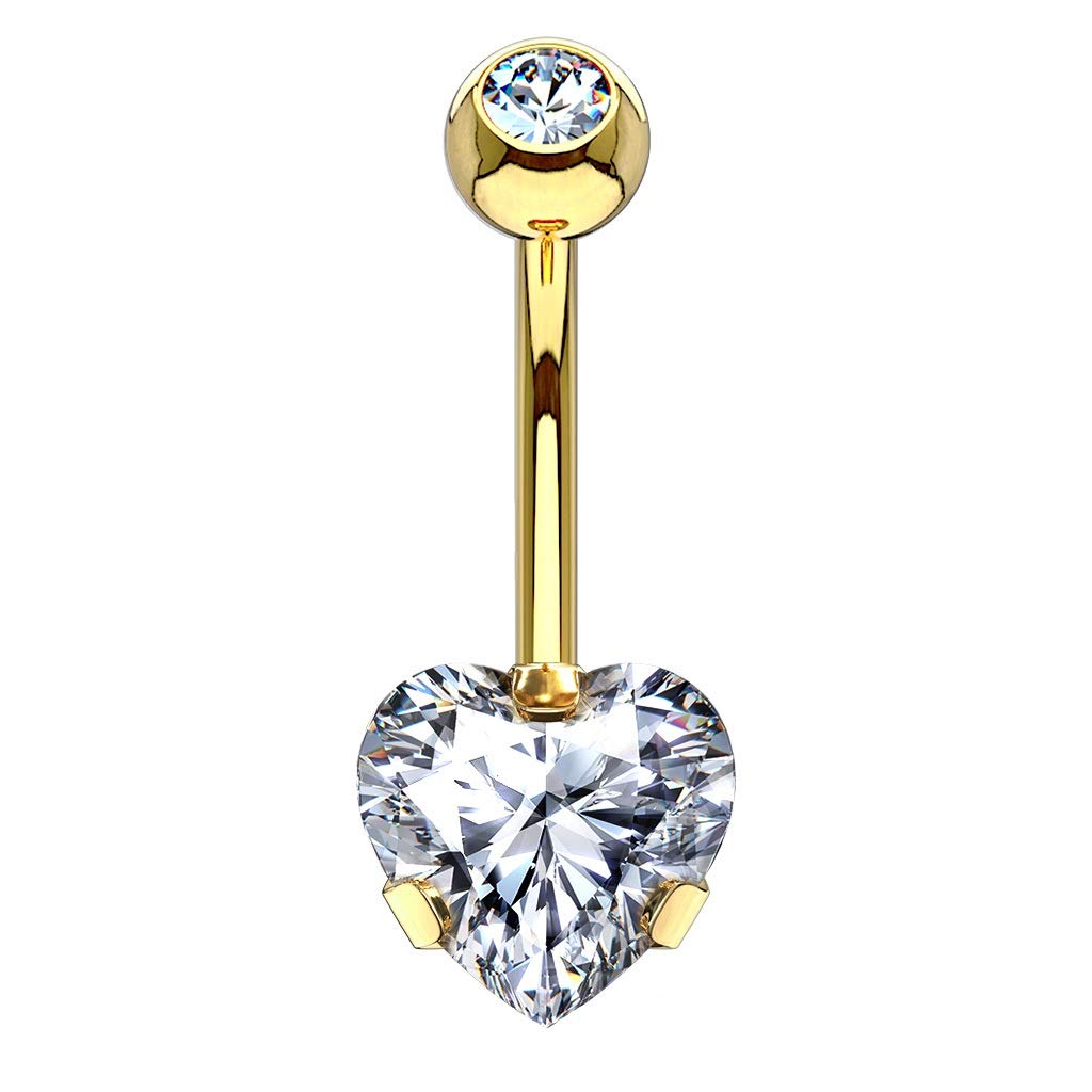 Bauchnabelpiercing ZIRKONIA Herz Nabelpiercing Chirurgenstahl Bananabell Multicolor Stab 1,6/10mm