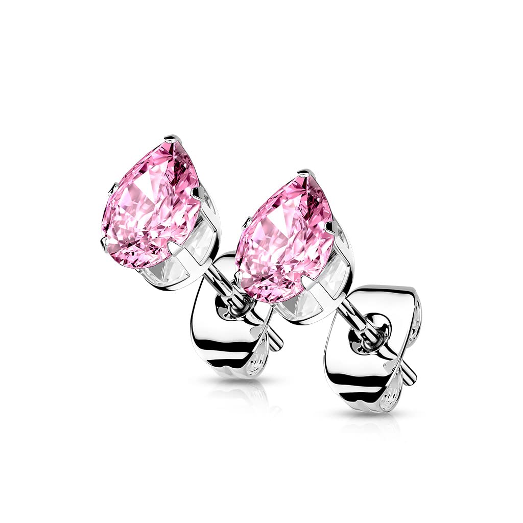 1 Paar Damen Ohrstecker Zirkonia Tränen-Tropfen Ohrringe Chirurgenstahl e viele Farben 3-7mm