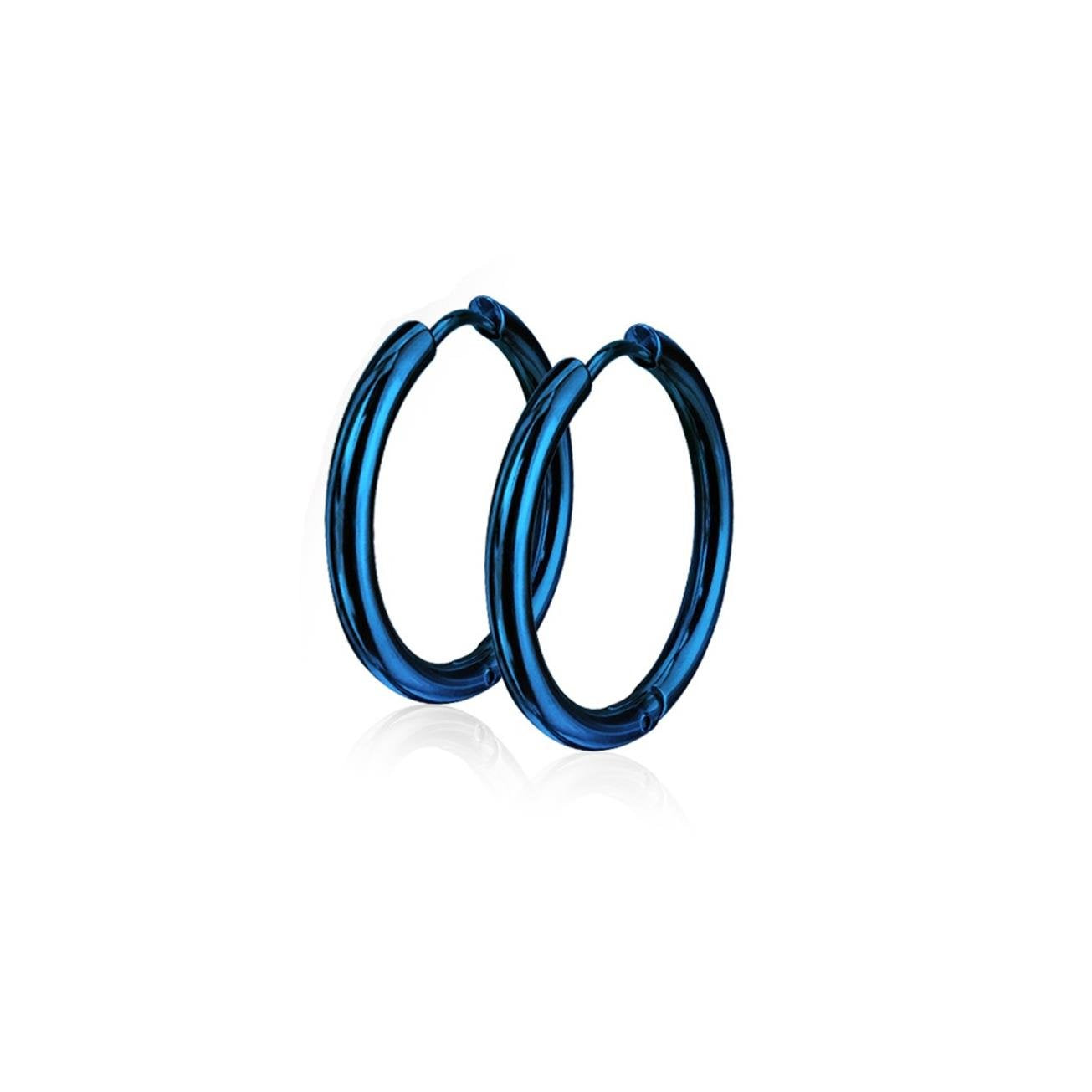 Damen 1 Paar Creolen Ohrringe Set Chirurgenstahl Klickverschluss Seamless Line blau schwarz silber regenbogen gold 10mm -20mm Länge