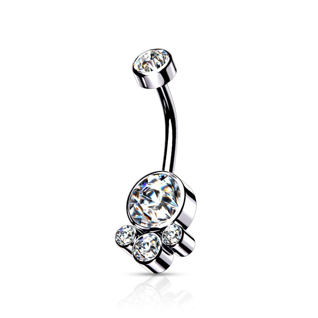 Bauchnabelpiercing Cluster Kristalle Rund Nabelpiercing Chirurgenstahl Bananabell viele Farben Stab 1,6/10mm