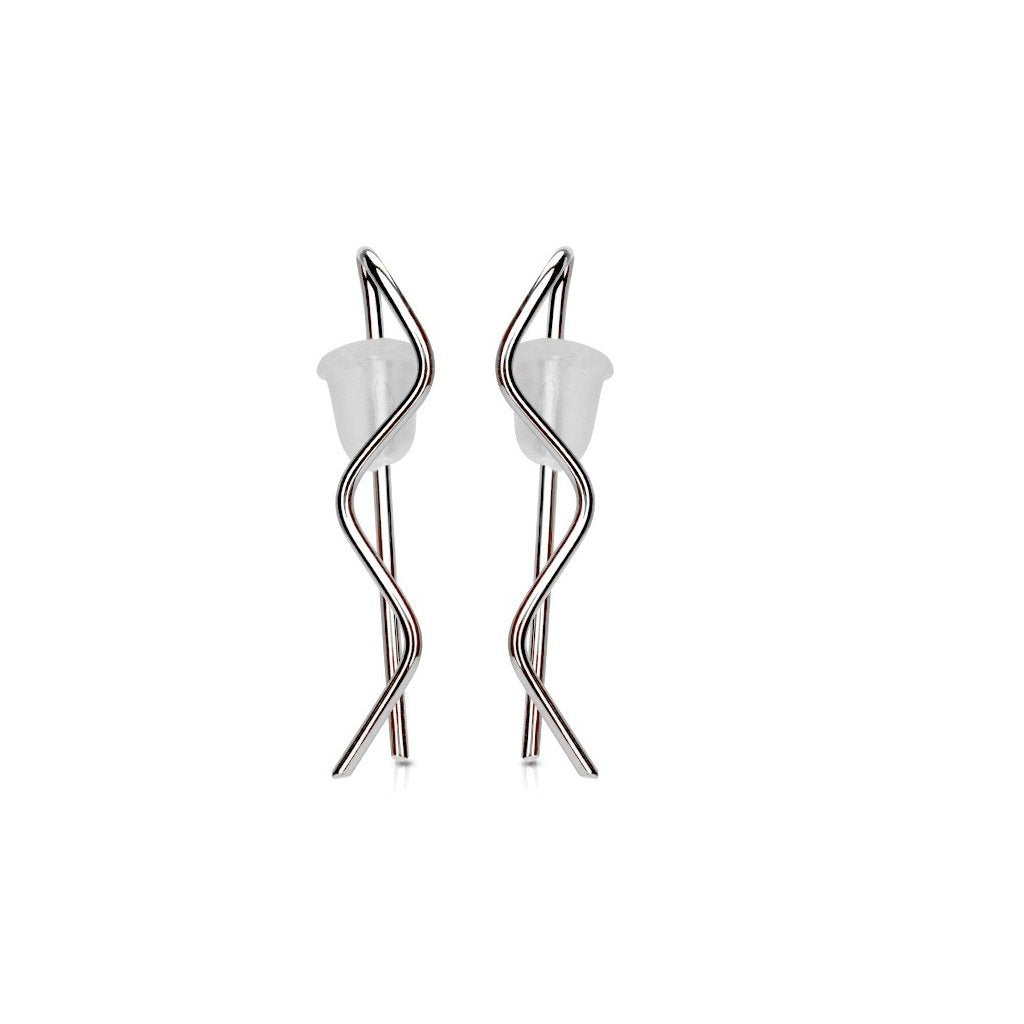 1 Paar Ohrklemmen WELLE 21 x 0,8mm Set Damen Ohrringe Ohrclip Ohrstecker Edelstahl Chirurgenstahl Silber Gold Roségold