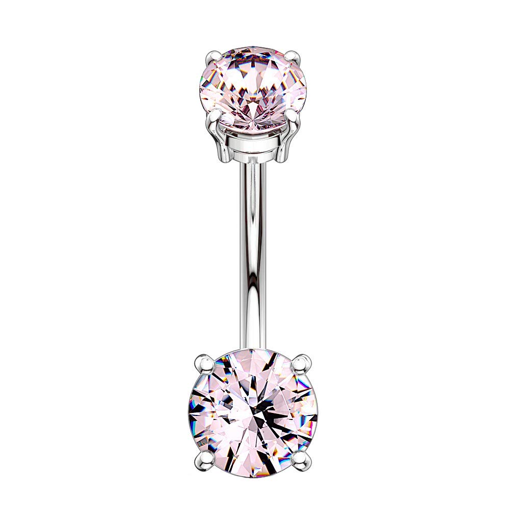 Bauchnabelpiercing DOPPEL-ZIRKONIA 5/9mm Nabelpiercing Chirurgenstahl Bananabell Multicolor Stab 1,6/10mm