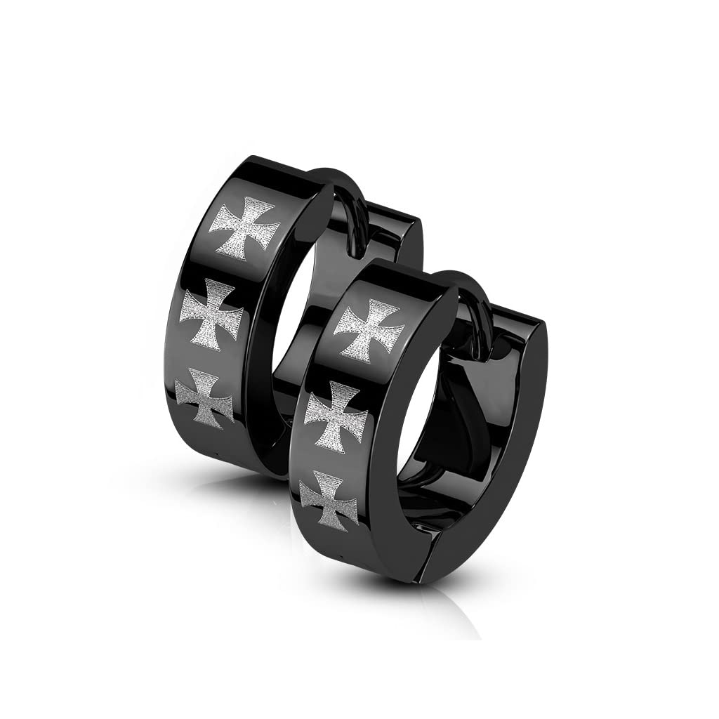 1 Paar Damen Creolen 3 Kreuze Ohrhänger Chirurgenstahl Ohrringe Ohrstecker Schwarz