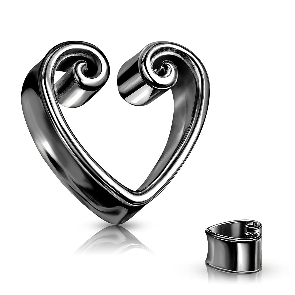 Ohrtunnel Vintage-Herz Gold Ohrpiercing Chirurgenstahl Ohrschmuck Plug 8-25mm Sattelverschluss