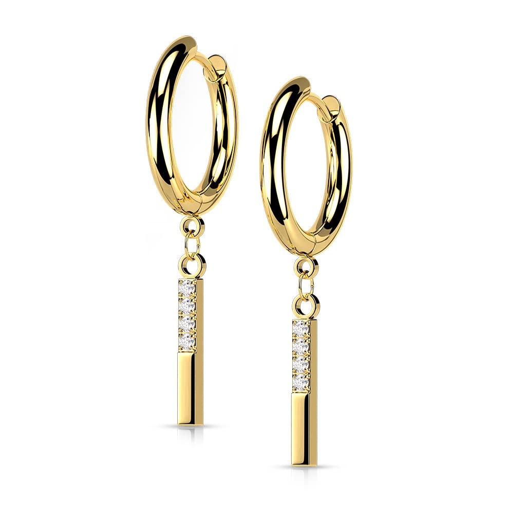1 Paar Damen Creolen Ohrhänger Anhänger 4 Zirkonia Clear Ohrringe Ohrstecker Silber Gold Schwarz Roségold