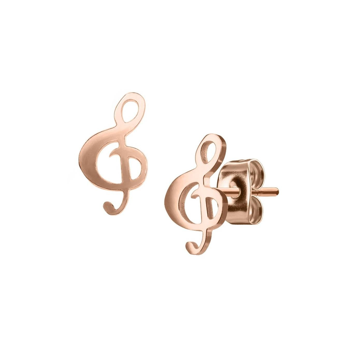 1 Paar funkelnde Ohrringe GROSSER NOTENSCHLÜSSEL 6,5x12 mm Ohrringe Ohrstecker Chirurgenstahl Set Silber Roségold Gold