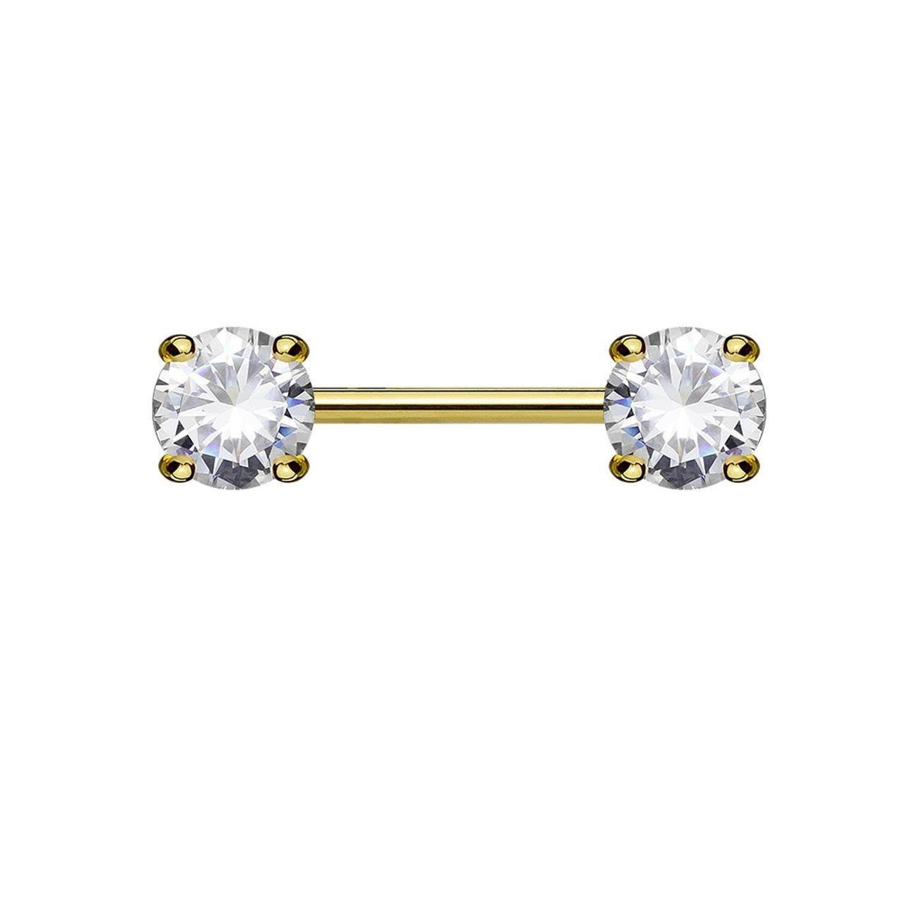 Brustwarzenpiercing 2 Grosse RUNDE ZIRKONIA Brustpiercing Nippelpiercing Edelstahl viele Farben Stab 1,6mm 12+mm