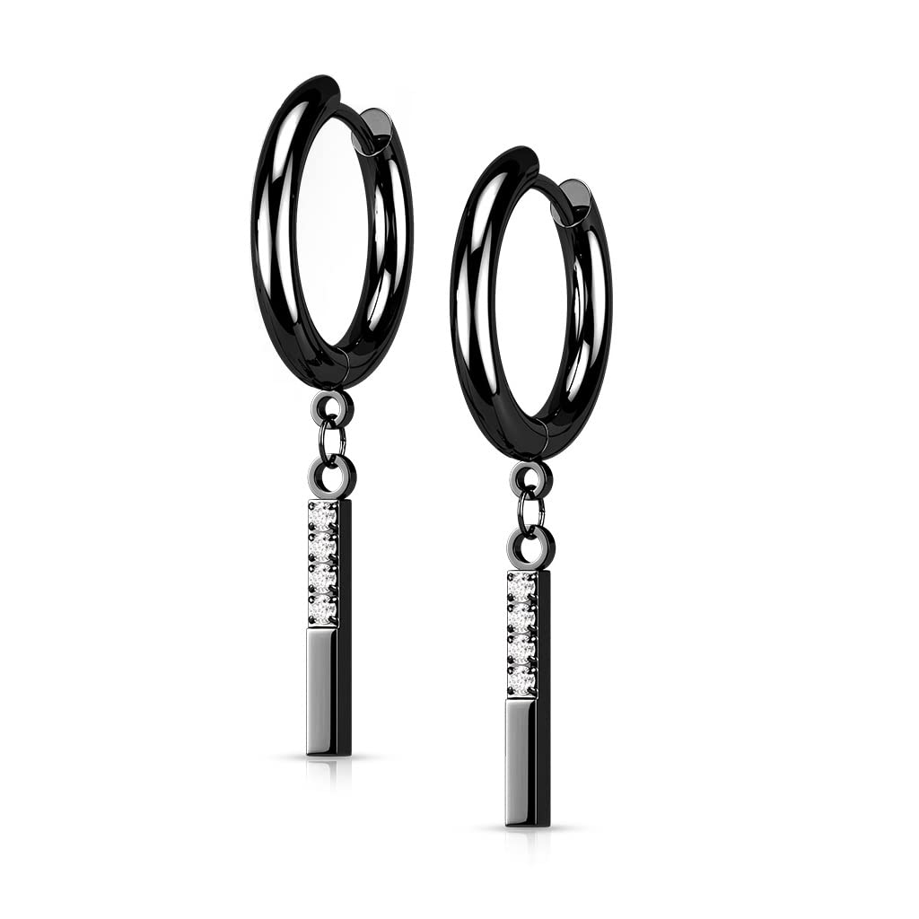 1 Paar Damen Creolen Ohrhänger Anhänger 4 Zirkonia Clear Ohrringe Ohrstecker Silber Gold Schwarz Roségold