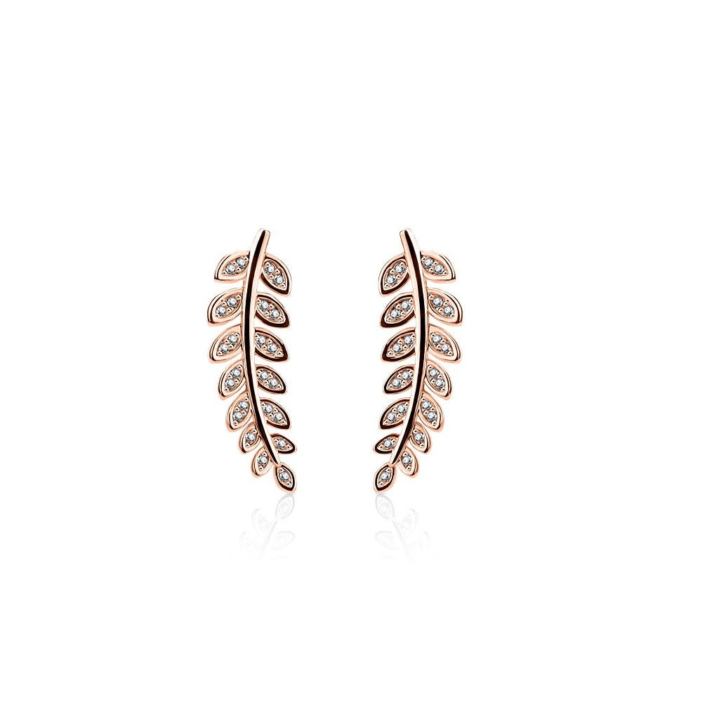 1 Paar Ohrklemmen OLIVEN-BLÄTTER 21 x 3mm Set Ohrringe Ohrclip Ohrstecker Chirurgenstahl Zirkonia Silber Gold Roségold