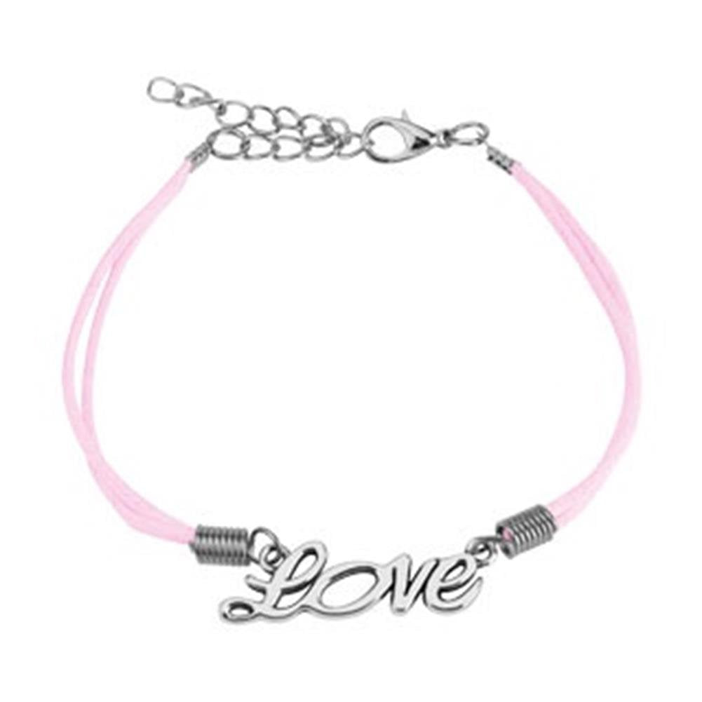 Wickelarmband Love Länge 240mm Breite 1,51mm verstellbar Karabinerverschluss Kunstleder Edelstahl Seil Unisex