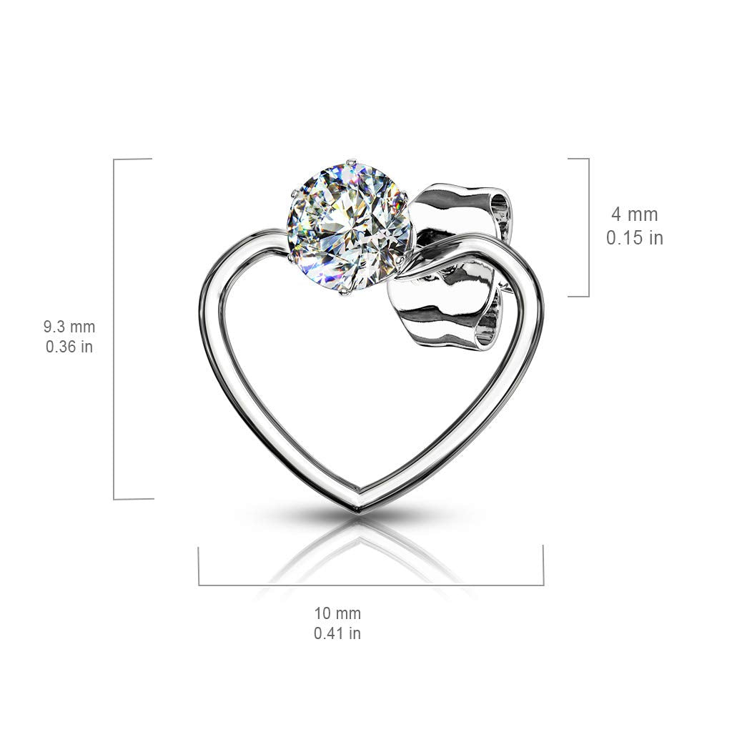 1 Paar Damen e HERZ ZIRKONIA Ohrringe Ohrstecker Chirurgenstahl Multicolor Clear