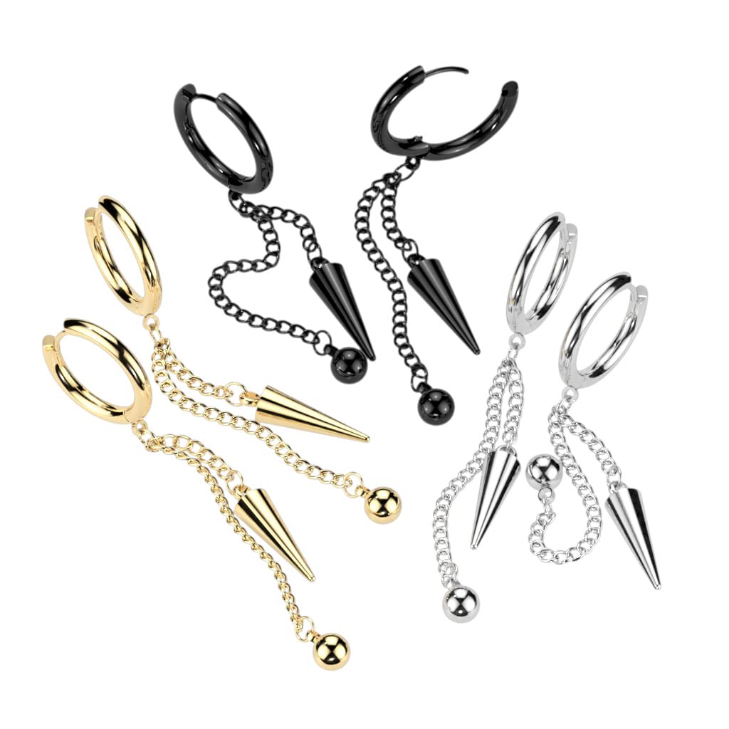 1 Paar Damen Creolen Ohrhänger Kugel ZapfenKettenanhänger Ohrringe Ohrstecker Silber Gold Schwarz
