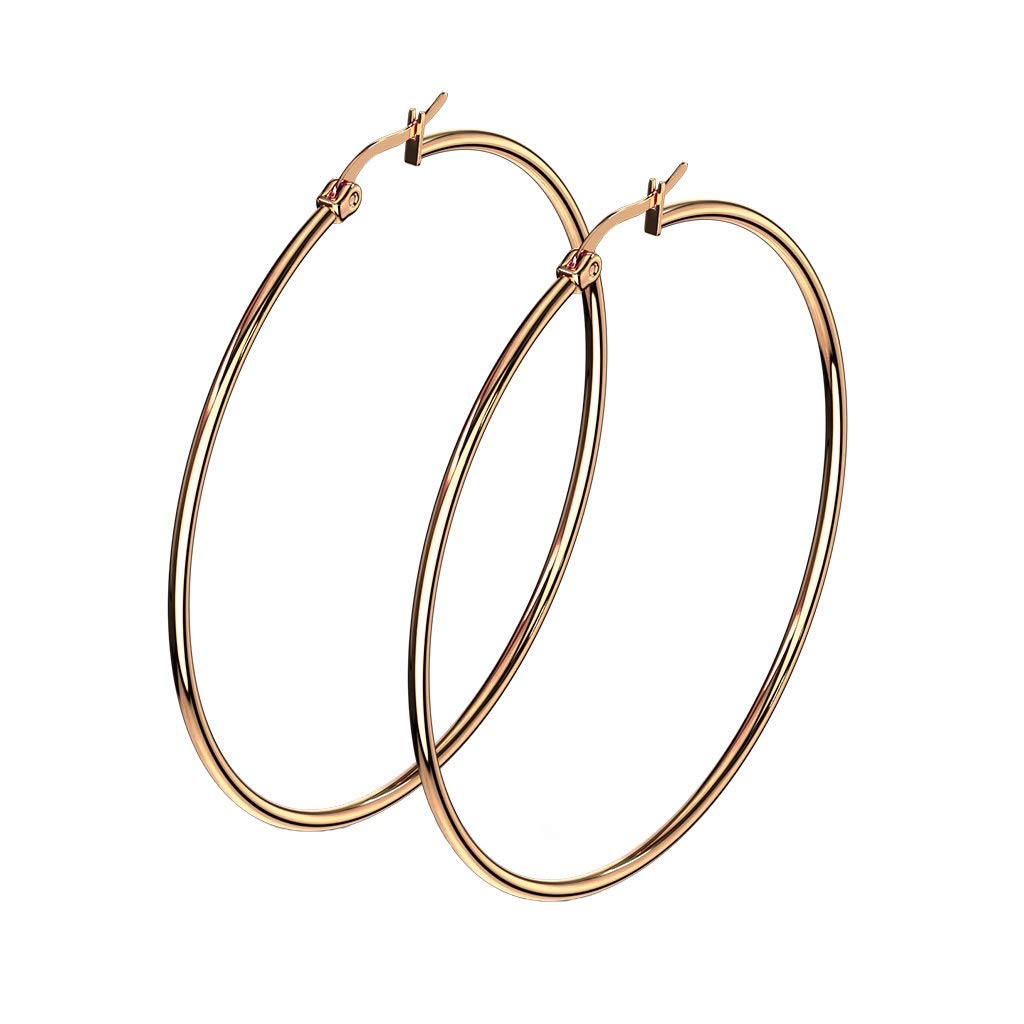 1 Paar Damen CREOLEN Ohrringe Ohrstecker Chirurgenstahl Roségold 10 15 20 25 30 35 40 45 50 55 60 65 70 75 mm