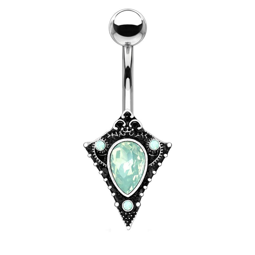Bauchnabelpiercing Opal-Optik Antik-Silber Nabelpiercing Chirurgenstahl Bananabell Silber Rosa Grün Weiß Stab 1,6/10mm