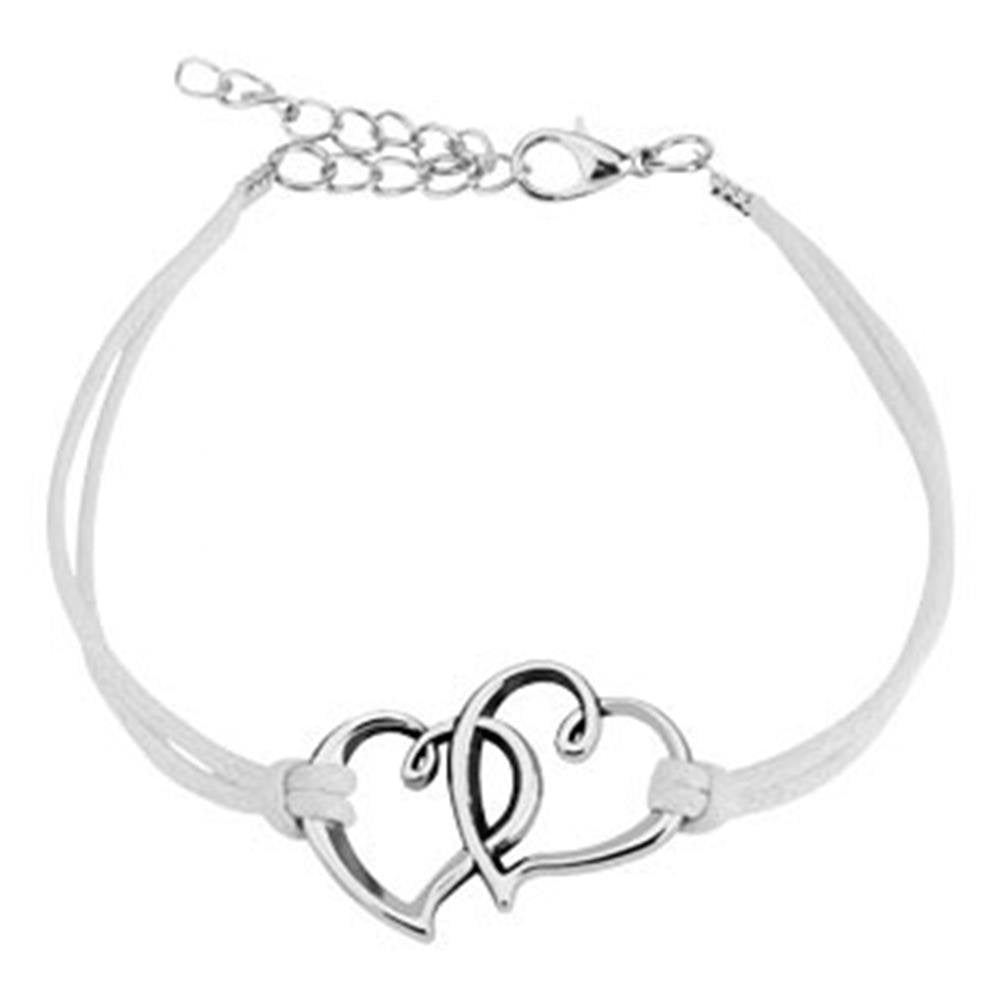 Wickelarmband Herzen Länge 250mm Breite 2,56mm verstellbar Karabinerverschluss Kunstleder Edelstahl Seil Unisex