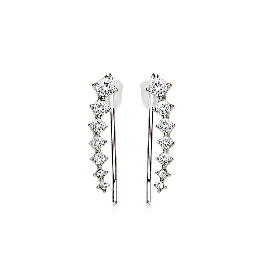 1 Paar Ohrklemmen KRISTALLBOGEN 19 x 3mm Set Ohrringe Ohrclip Ohrstecker Chirurgenstahl Silber Gold Roségold viele Farben