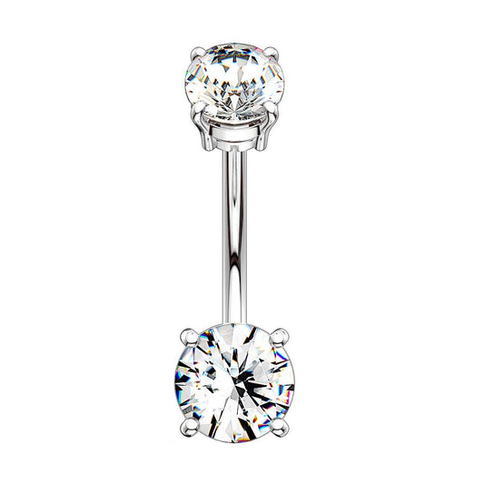 Bauchnabelpiercing DOPPEL-ZIRKONIA 5/7mm Nabelpiercing Chirurgenstahl Bananabell Multicolor Stab 1,6/10mm