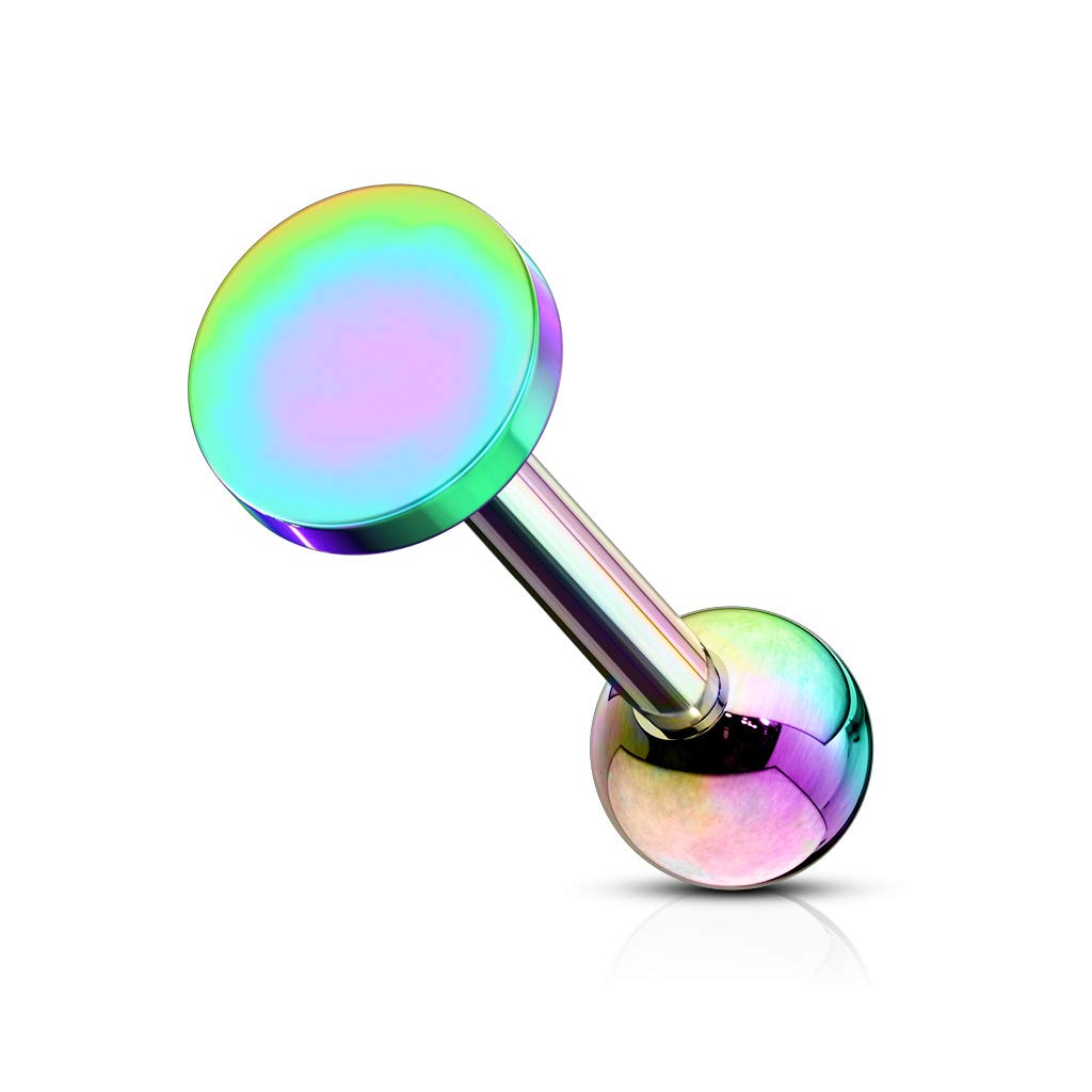 1 Knorpel Ohrstecker Flat Top Rund Cartilage Labret Piercings Tragus viele Farben Edelstahl Schraubverschluss Steg 6,5/1,2mm