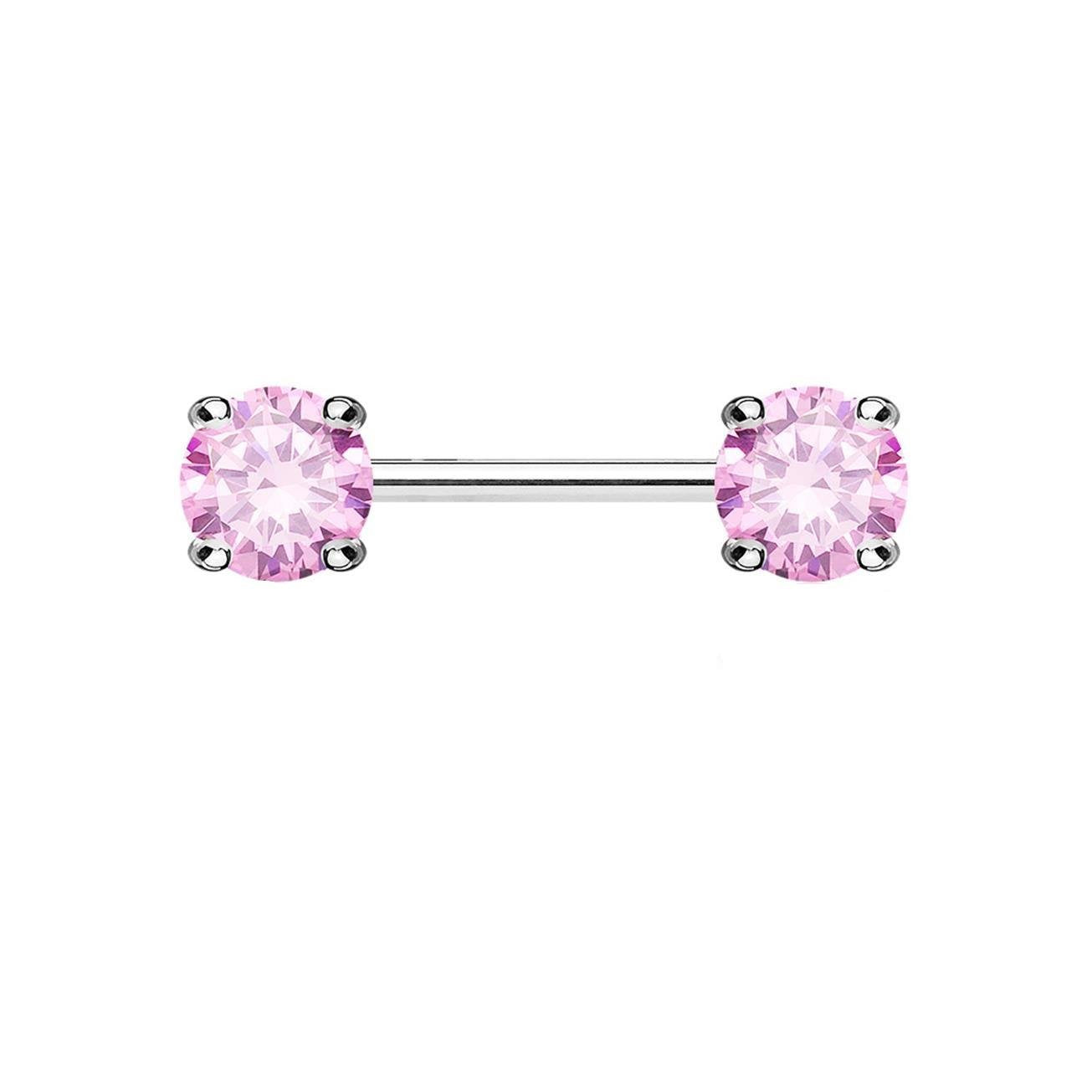 Brustwarzenpiercing 2 Grosse RUNDE ZIRKONIA Brustpiercing Nippelpiercing Edelstahl viele Farben Stab 1,6mm 12+mm