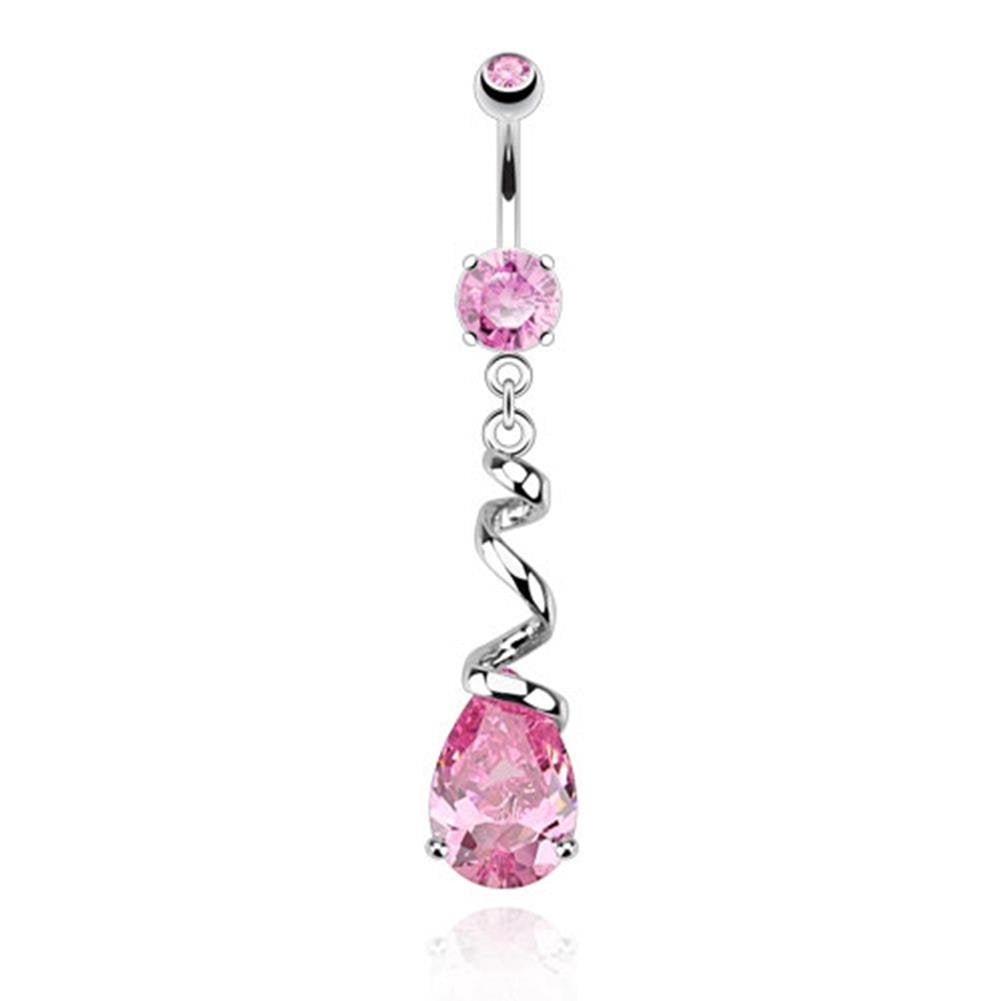 Bauchnabelpiercing Feder Anhänger 1,6mm 10mm Nabelpiercing Edelstahl Chirurgenstahl Bananabell Zirkonia Silber Pink Aqua Clear
