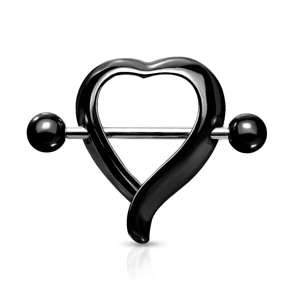 Brustwarzenpiercing Herz Brustpiercing Nippelpiercing Intimpiercing Chirurgenstahl Gold Silber Schwarz Stab 1,6/19mm
