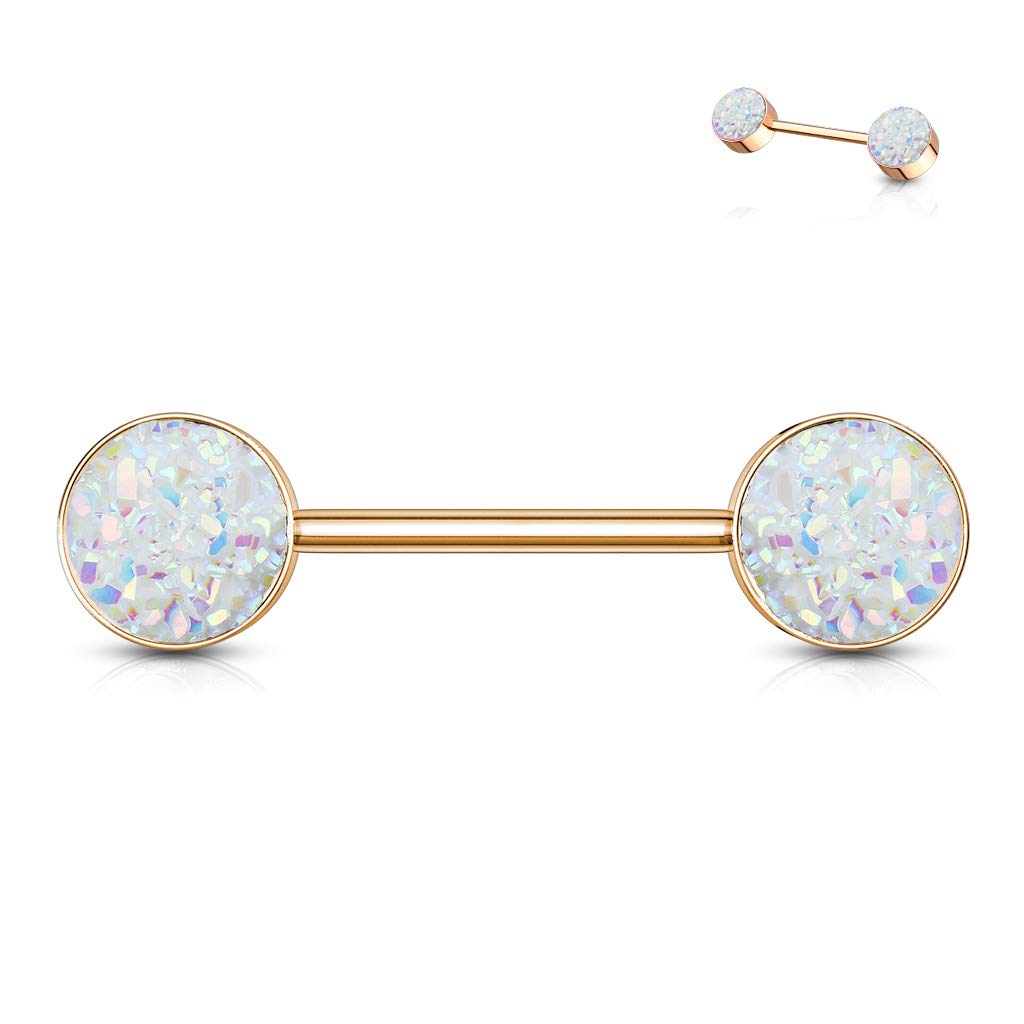 Brustwarzenpiercing Glitzer KRISTALL-Steine Brustpiercing Nippelpiercing Chirurgenstahl Roségold Multicolor Stab 1,6/14mm Stein 9mm