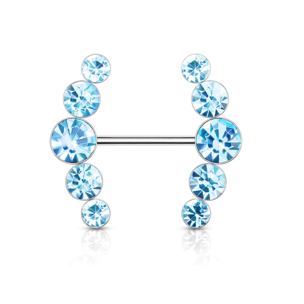 Brustwarzenpiercing 5 runde Kristalle Brustpiercing Intimpiercing Nippelpiercing Chirurgenstahl Silber viele Farben Stab 1,6/16mm