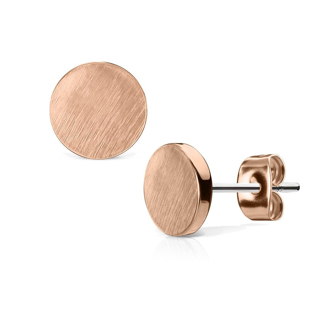 1 Paar Ohringe Ohrringe Set Stecker Edelstahl Chirurgenstahl Rund Round gebürstet Top silber roségold gold