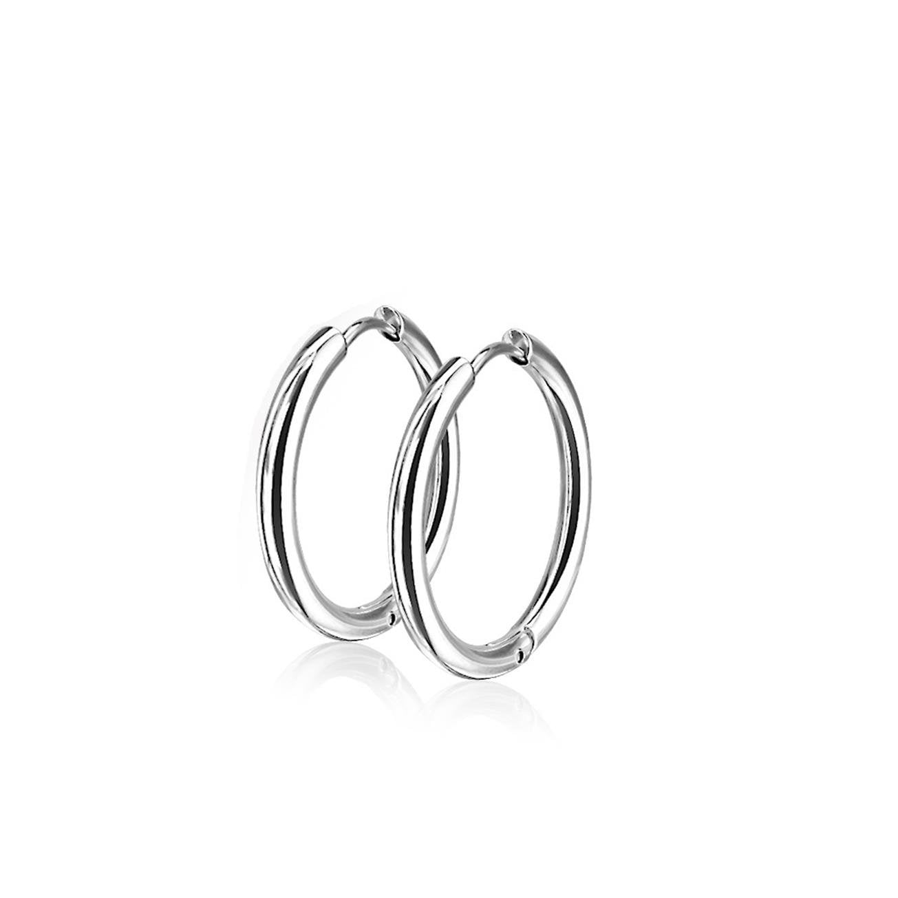 Damen 1 Paar Creolen Ohrringe Set Chirurgenstahl Klickverschluss Seamless Line blau schwarz silber regenbogen gold 10mm -20mm Länge