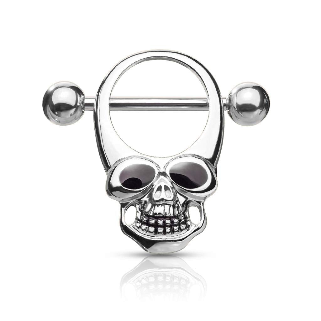 Brustwarzenpiercing Totenkopf Enamel-Augen Brustpiercing Nippelpiercing Chirurgenstahl Gold Silber Schwarz Stab 1,6/16mm