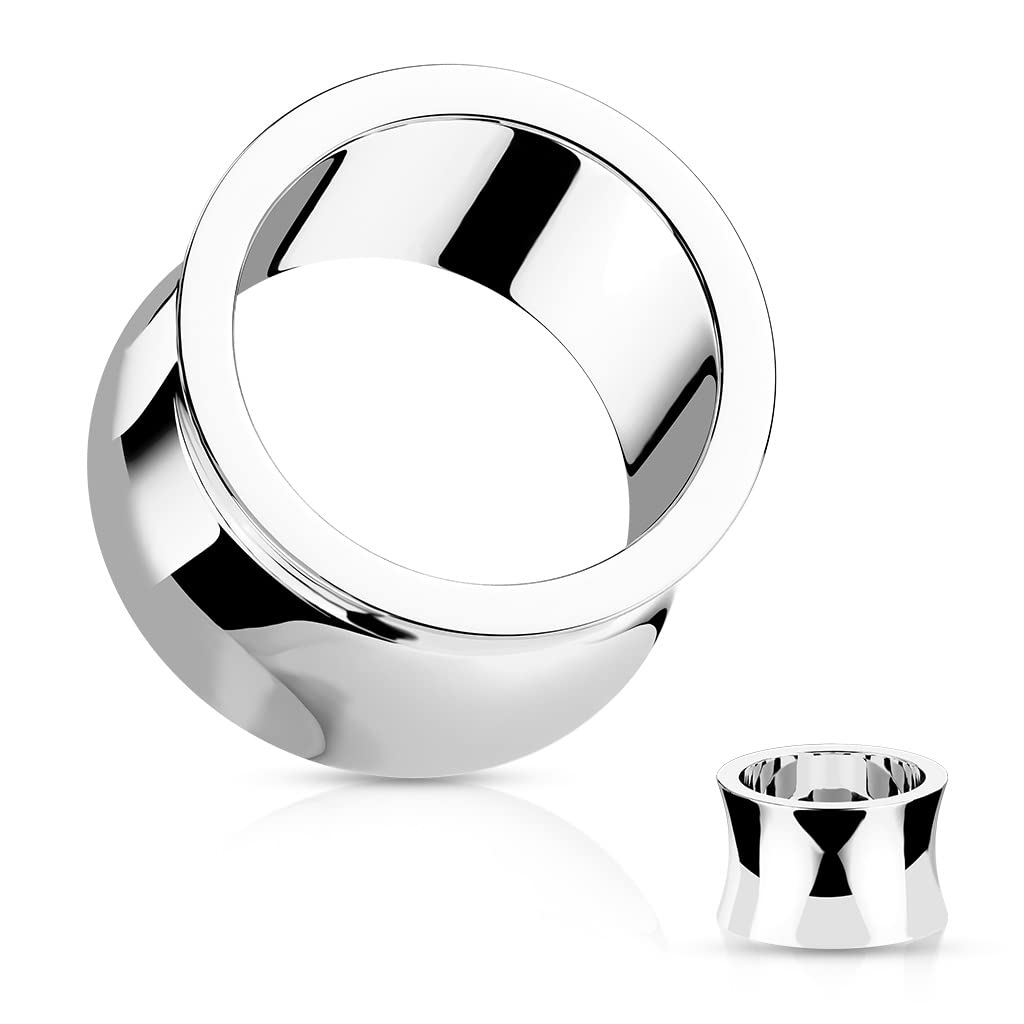 Ohrtunnel Silber Hand-Poliert Chirurgenstahl Ohrpiercing Ohrschmuck Plug Sattelverschluss 6-25mm