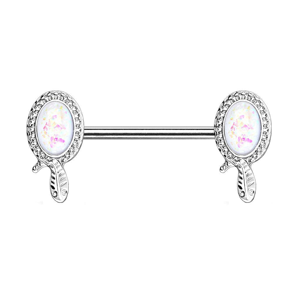 Brustwarzenpiercing Glitzer-Opal Schlange Brustpiercing Nippelpiercing Chirurgenstahl Gold Roségold Silber Stab 1,6/14mm