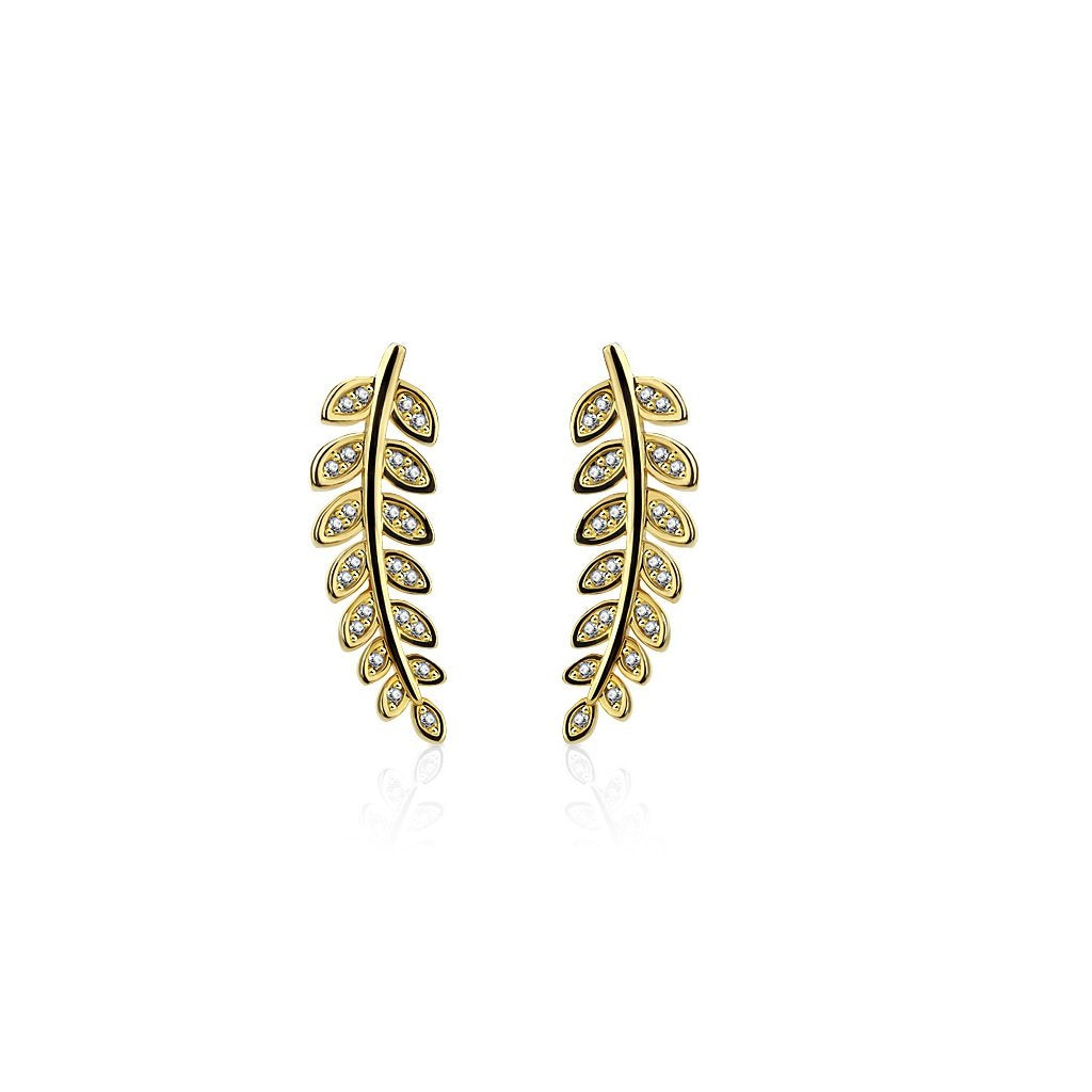 1 Paar Ohrklemmen OLIVEN-BLÄTTER 21 x 3mm Set Ohrringe Ohrclip Ohrstecker Chirurgenstahl Zirkonia Silber Gold Roségold