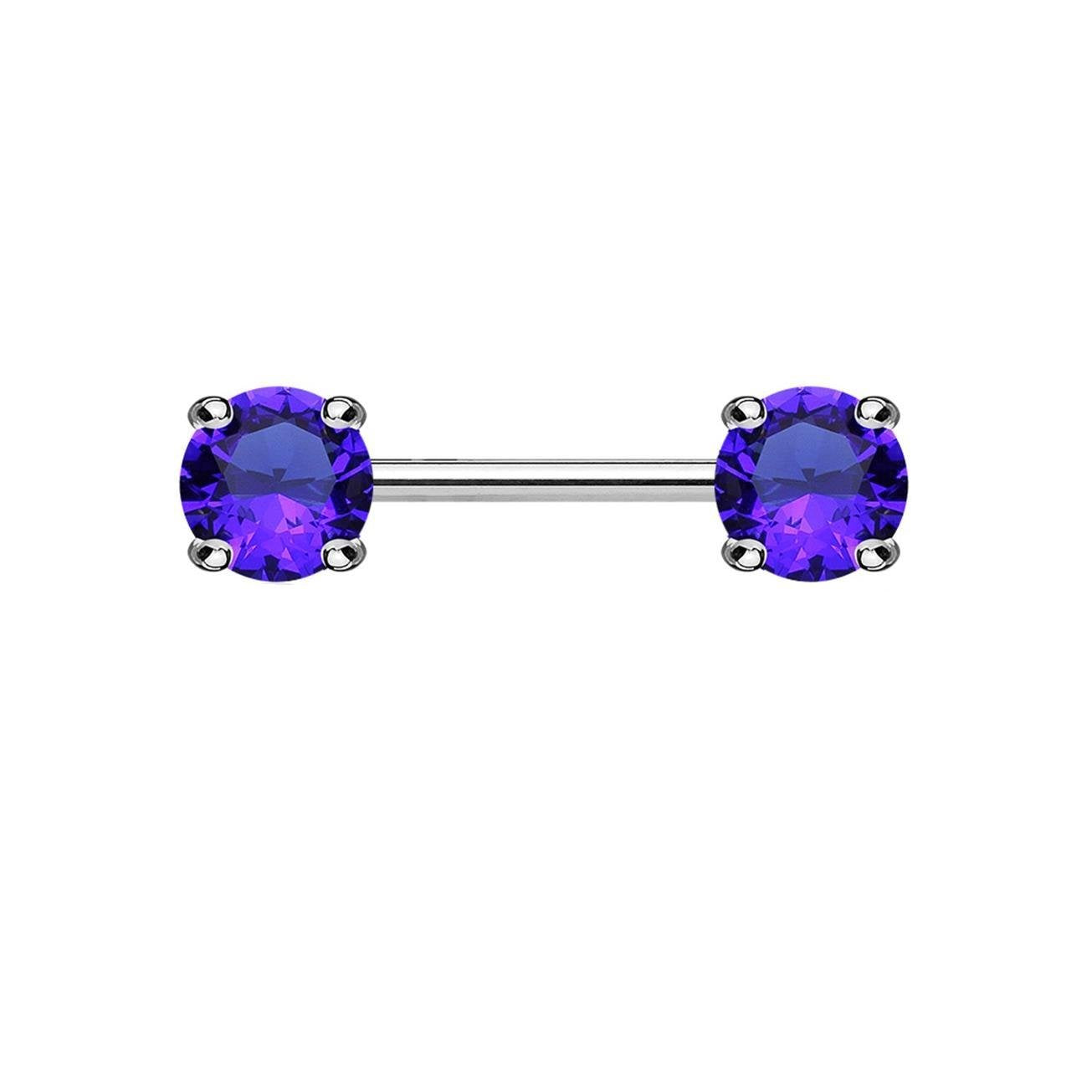 Brustwarzenpiercing 2 Grosse RUNDE ZIRKONIA Brustpiercing Nippelpiercing Edelstahl viele Farben Stab 1,6mm 12+mm