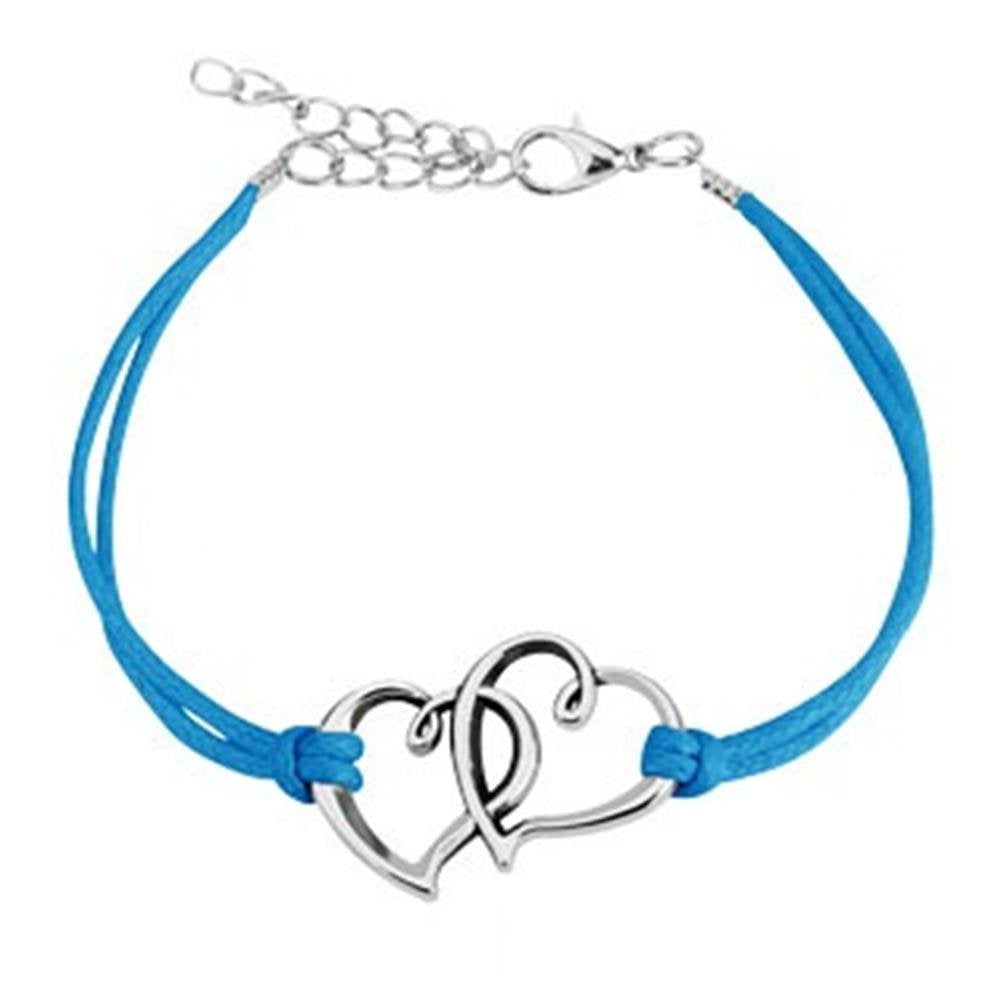 Wickelarmband Herzen Länge 250mm Breite 2,56mm verstellbar Karabinerverschluss Kunstleder Edelstahl Seil Unisex