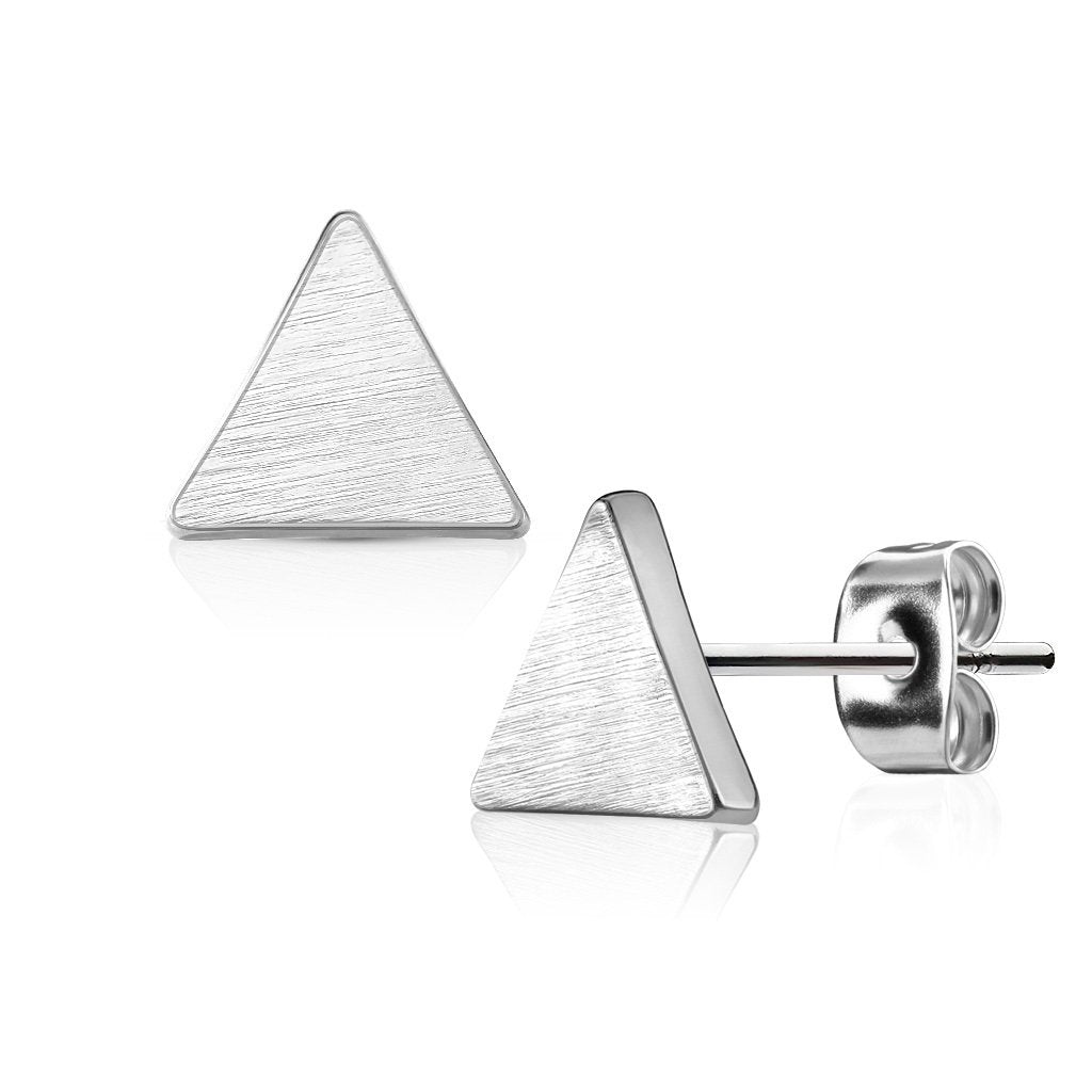 1 Paar Ohrringe Set Stecker Edelstahl Chirurgenstahl Dreieck gebürstet silber roségold gold