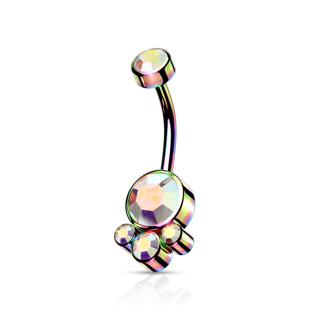 Bauchnabelpiercing Cluster Kristalle Rund Nabelpiercing Chirurgenstahl Bananabell viele Farben Stab 1,6/10mm