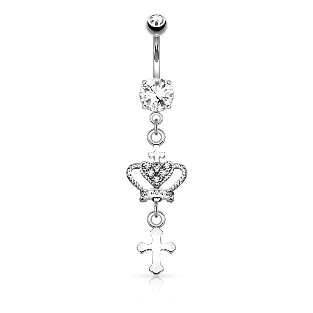 Bauchnabelpiercing 1,6mm 10mm Royal Charm Nabelpiercing Edelstahl Chirurgenstahl Bananabell Zirkonia Silber Gold Roségold