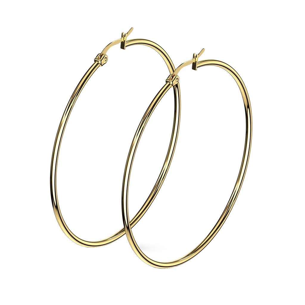 1 Paar Damen CREOLEN Ohrringe Ohrstecker Chirurgenstahl Gold 10 15 20 25 30 35 40 45 50 55 60 65 70 75 mm