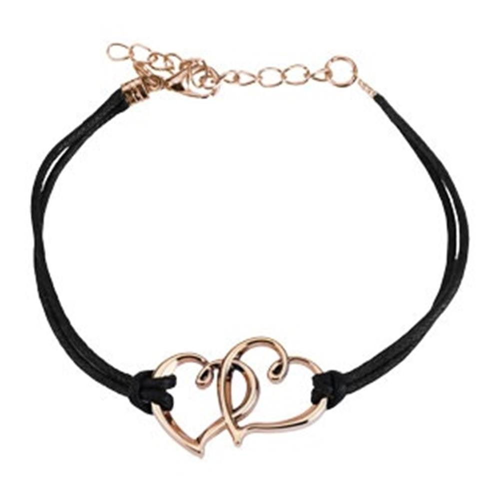 Wickelarmband Herzen Länge 250mm Breite 2,56mm verstellbar Karabinerverschluss Kunstleder Edelstahl Seil Unisex