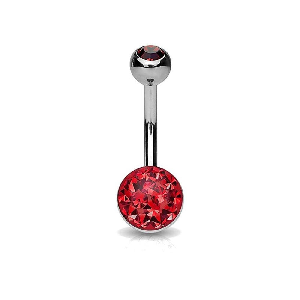 Bauchnabelpiercing Grosse Glitzer-Kugel Stab 1,6mm 10mm Nabelpiercing Edelstahl Chirurgenstahl Bananabell Zirkonia viele Farben