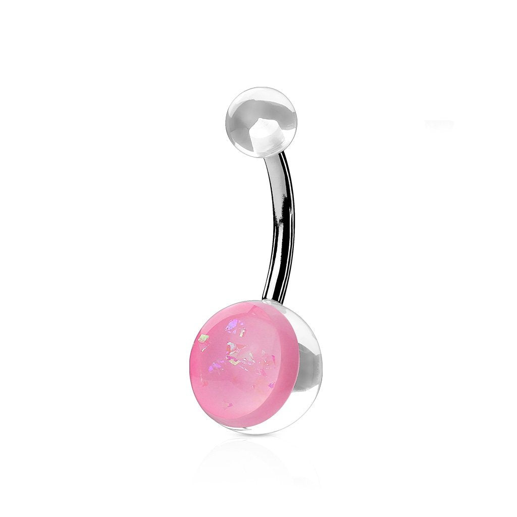 Bauchnabelpiercing Glitzer-OPAL1,6mm 10mm Nabelpiercing Chirurgenstahl Bananabell Acryl Silber Lila Blau Clear Grün Pink Aqua Rot