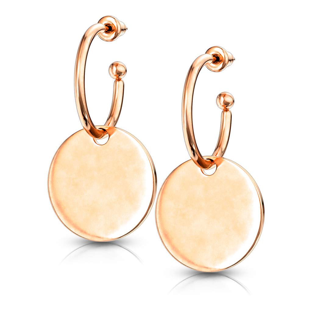 1 Paar Damen Ohrstecker Ring Anhänger runde Platte Ohrringe Chirurgenstahl Steckerverschluss Silber Gold Roségold