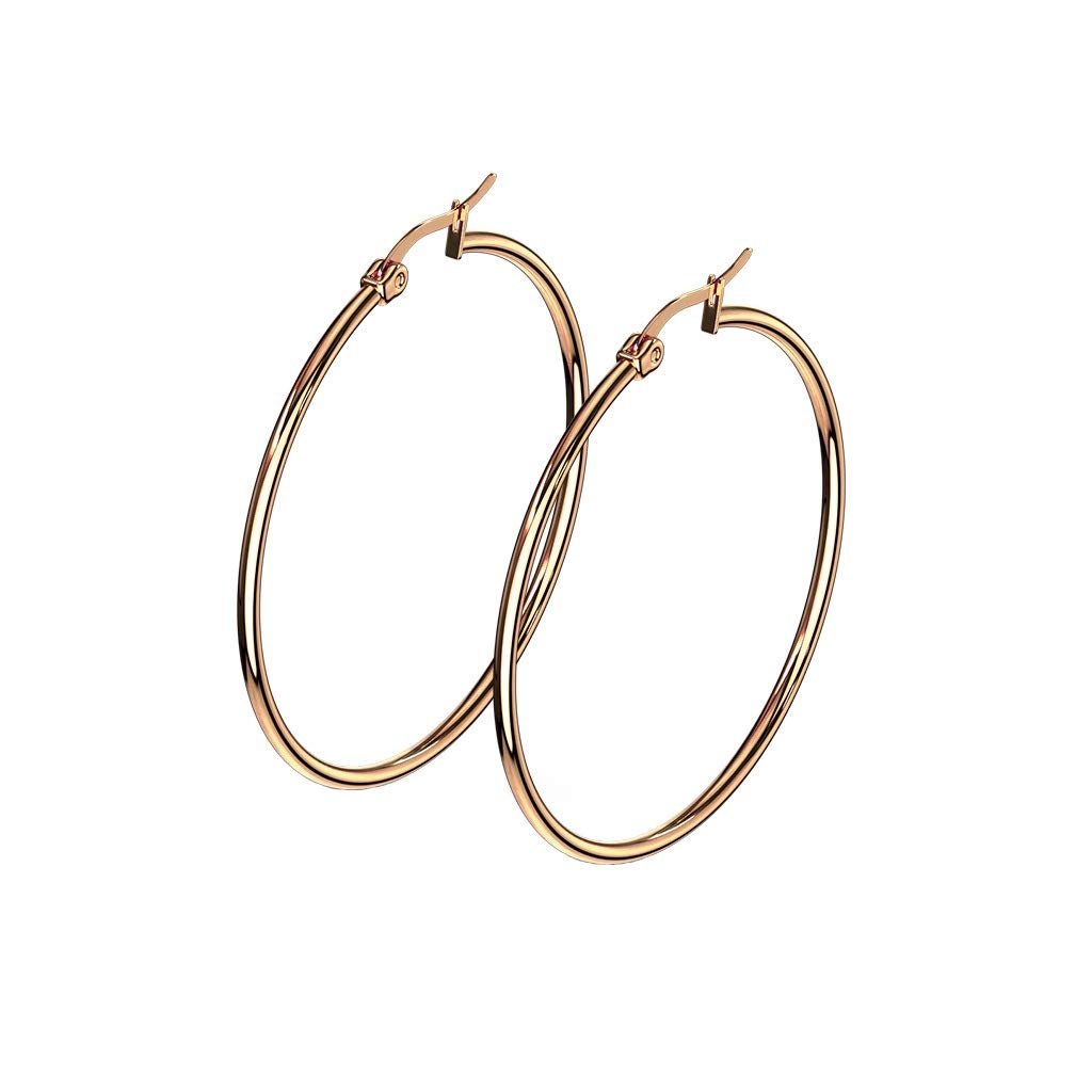 1 Paar Damen CREOLEN Ohrringe Ohrstecker Chirurgenstahl Roségold 10 15 20 25 30 35 40 45 50 55 60 65 70 75 mm