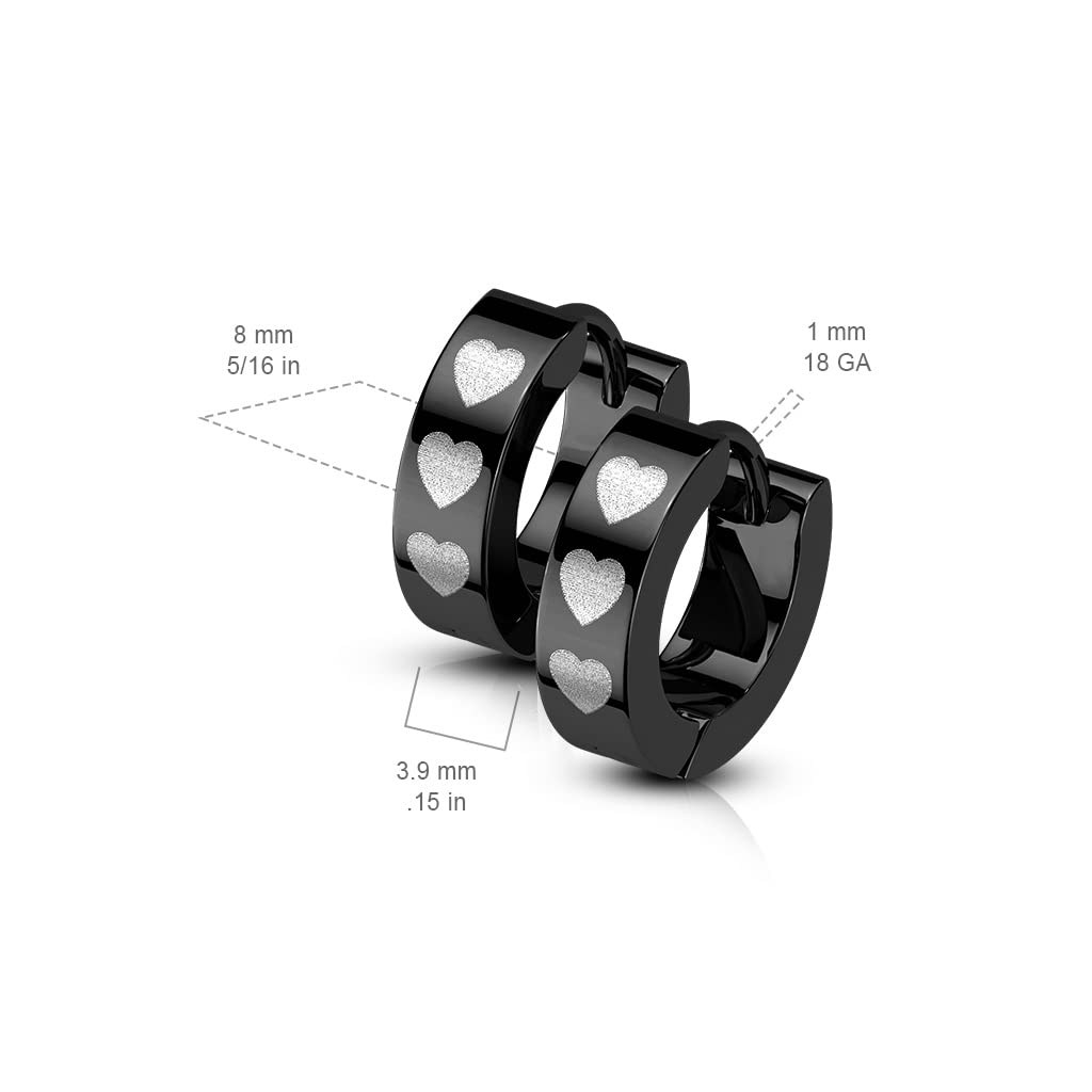 1 Paar Damen Creolen 3 Herzen Ohrhänger Chirurgenstahl Ohrringe Ohrstecker Schwarz