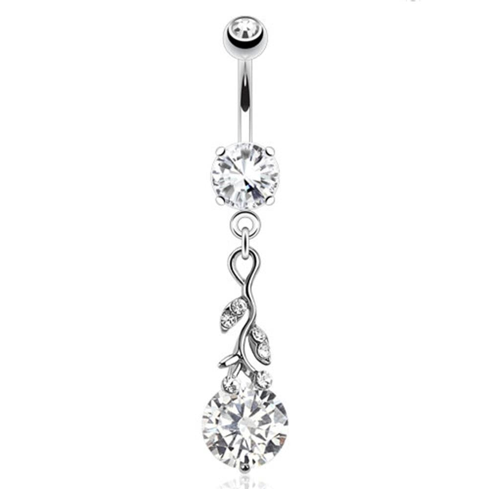 Bauchnabelpiercing Feder Anhänger 1,6mm 10mm Nabelpiercing Edelstahl Chirurgenstahl Bananabell Zirkonia Silber Pink Aqua Clear