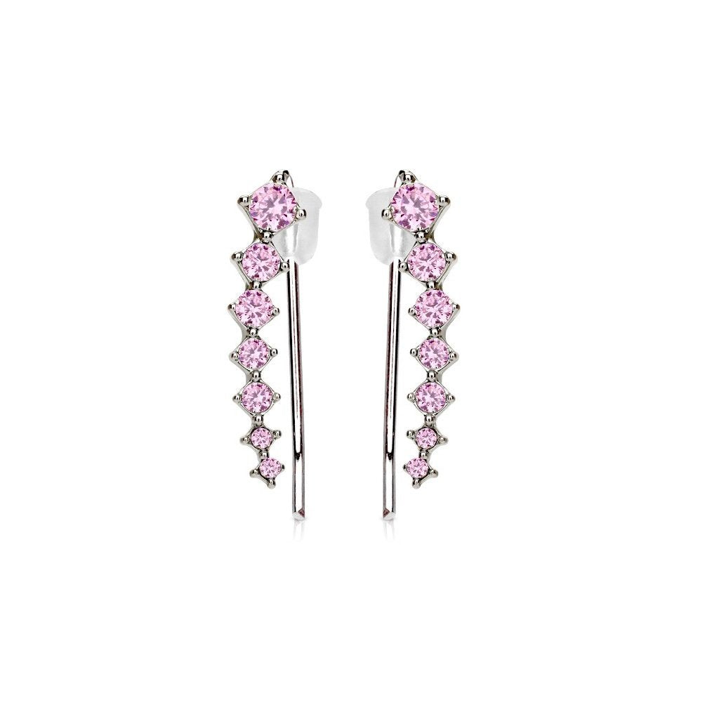 1 Paar Ohrklemmen KRISTALLBOGEN 19 x 3mm Set Ohrringe Ohrclip Ohrstecker Chirurgenstahl Silber Gold Roségold viele Farben