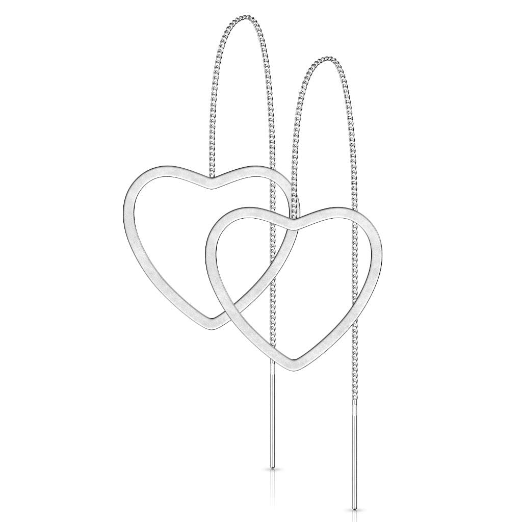 1 Paar Damen Ohrring Durchzieher Anhänger Offenes Herz Ohrringe Ohrstecker Chirurgenstahl Silber Gold Roségold