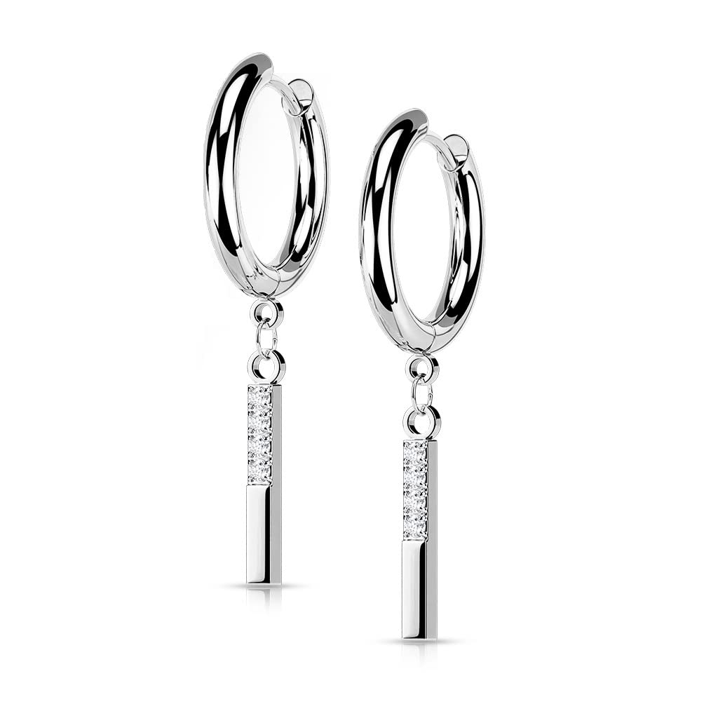 1 Paar Damen Creolen Ohrhänger Anhänger 4 Zirkonia Clear Ohrringe Ohrstecker Silber Gold Schwarz Roségold