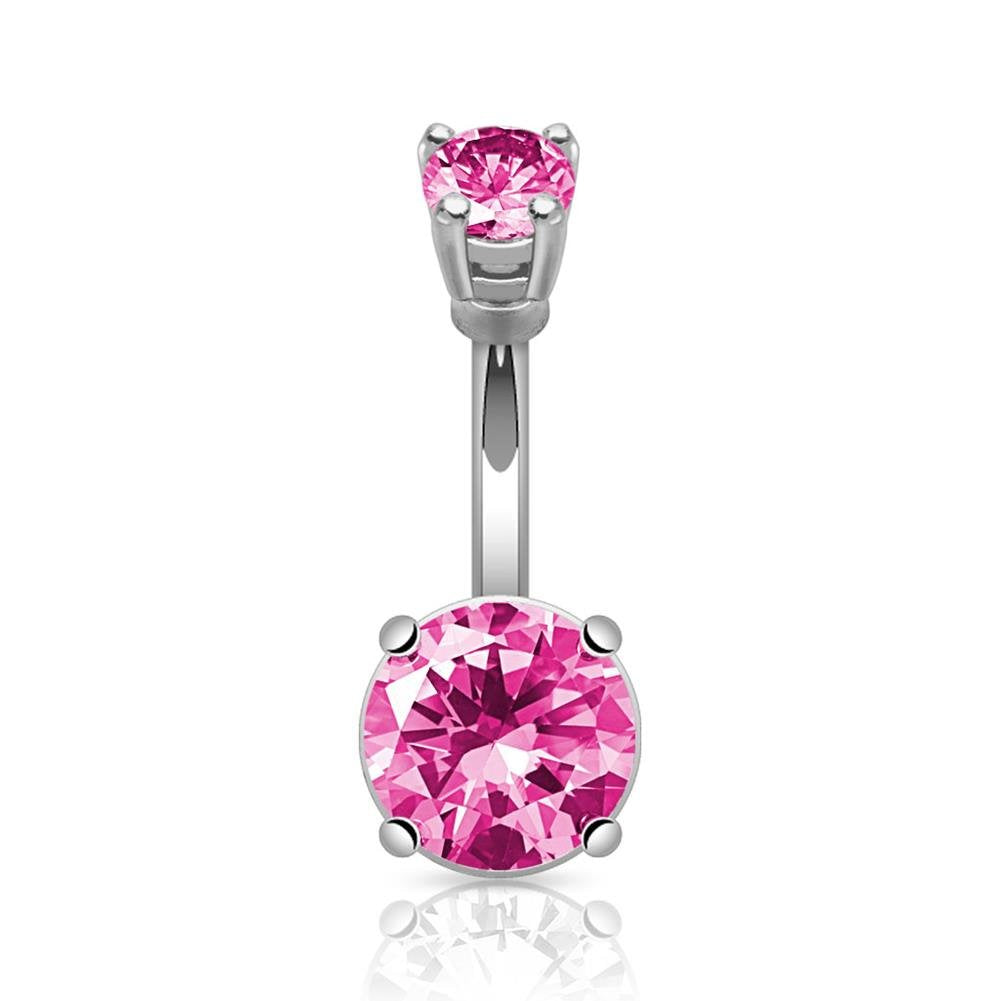 Bauchnabelpiercing GROSSER Stein Set 1,6mm 10mm Nabelpiercing Chirurgenstahl Bananabell Zirkonia Silber Gold 14 Karat